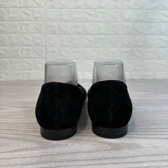 Gabor Sanctuary Ladies Court Shoes WMNS 7.5 Black Suede Leather Studded Toe Flat - Picture 5 of 9